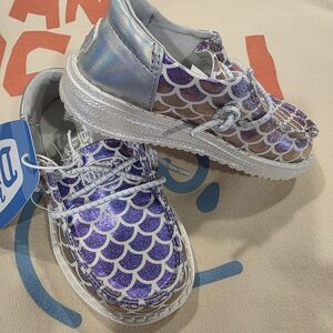 Hey Dude Kids' Sparkly Purple and Silver Sneakers